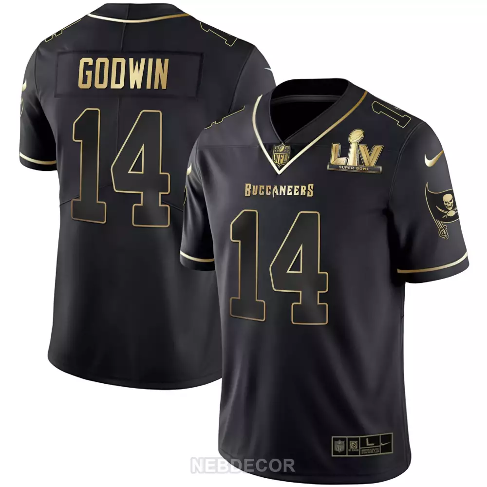 Chris Godwin 14 Buccaneers Jersey Black Super Bowl Lv Men Gold All Stitched Vapor