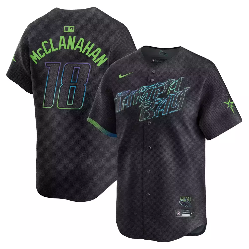 Shane Mcclanahan 18 Jersey Black City Connect Tampa Bay Rays Men Alternate Split Design