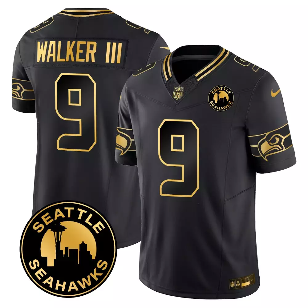 Walker Iii 9 Seattle Seahawks Jersey Black Men Authentic Gold Vapor Limited All Stitched