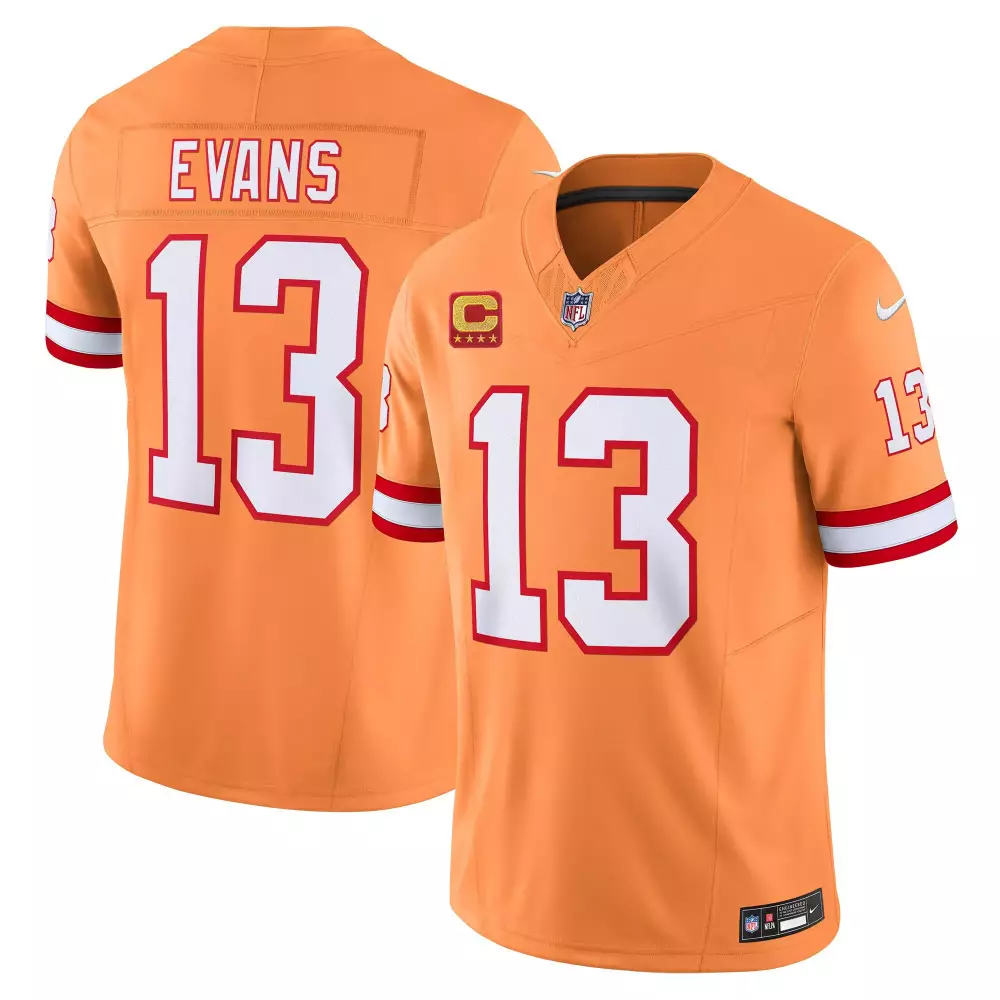 Mike Evans 13 Buccaneers Jersey Orange Crush Captain Men Player Red White Throwback