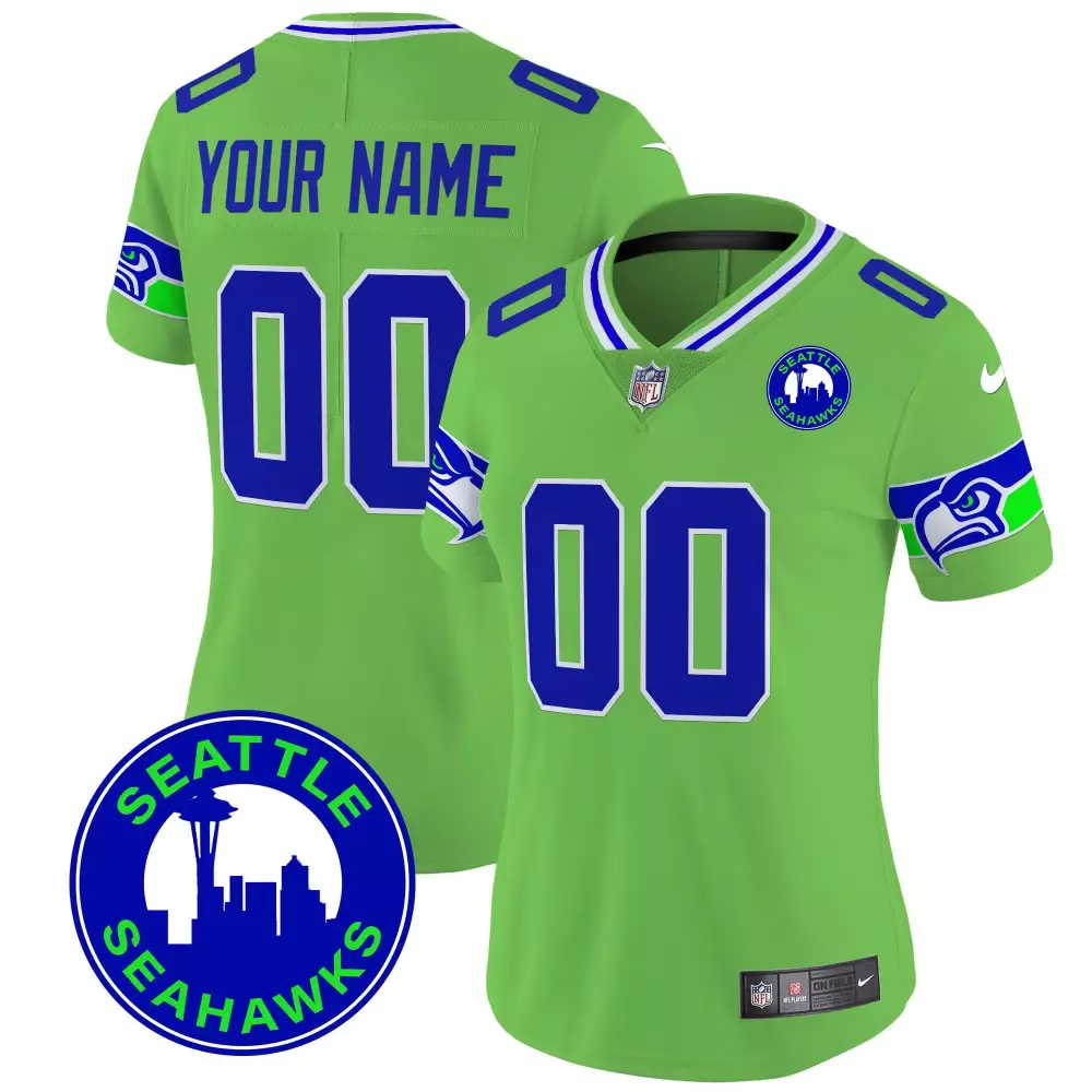 Custom Seattle Seahawks Jersey Green Women Blue White Vapor Limited All Stitched
