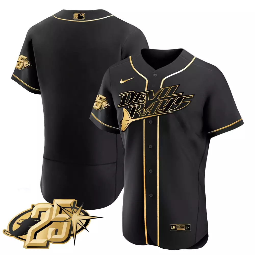 Randy 55 Tampa Bay Rays Jersey Black City Connect 25th Anniversary Men Gold Flex