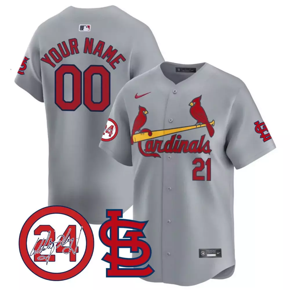 Custom Cardinals Jersey Gray Men Red Yellow Vapor Premier Limited All Stitched