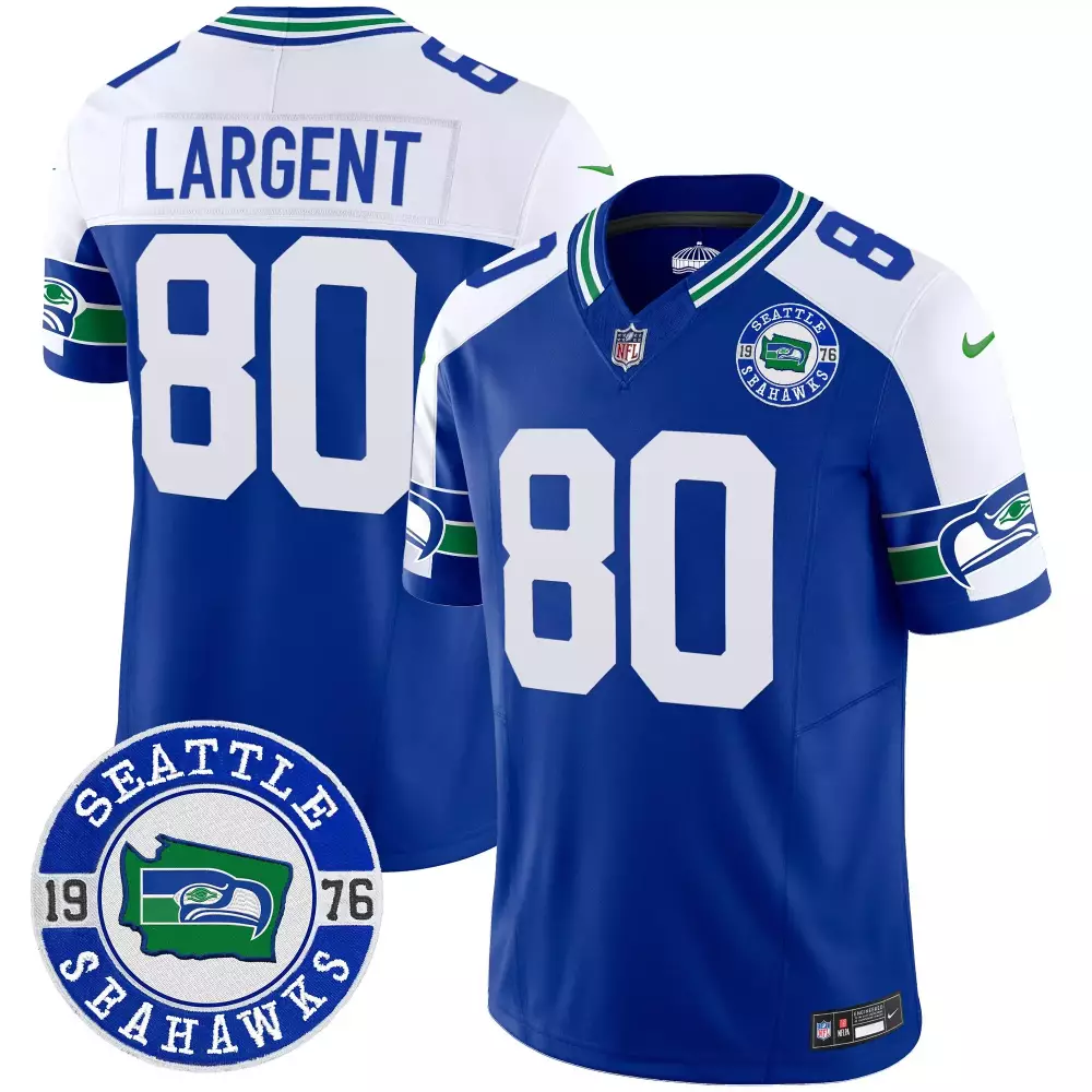 Steve Largent 80 Seattle Seahawks Jersey Blue Men White Green Alternate Throwback