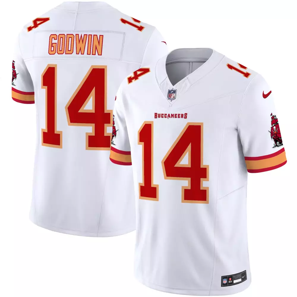 Chris Godwin 14 Buccaneers Jersey White Men Replica Red Orange Throwback Vapor Limited