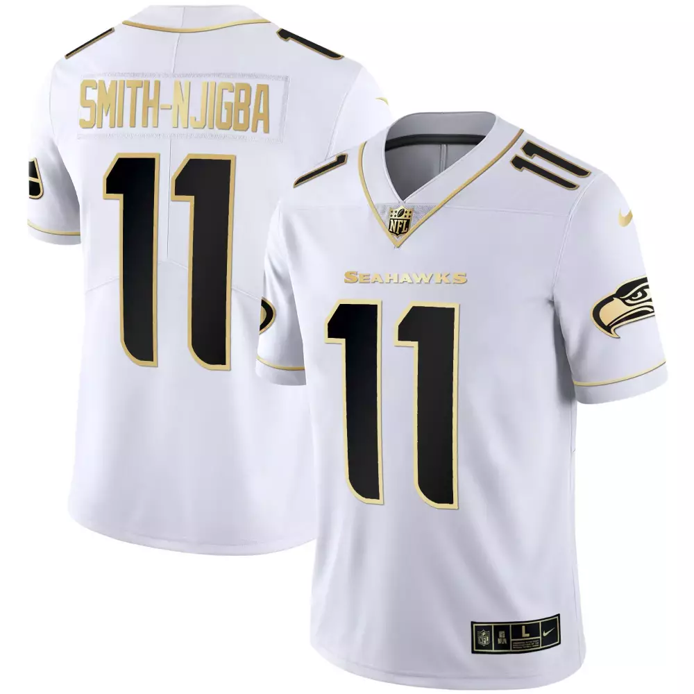 Jaxon Smith-njigba 11 Seahawks Jersey White Men Alternate Gold All Stitched