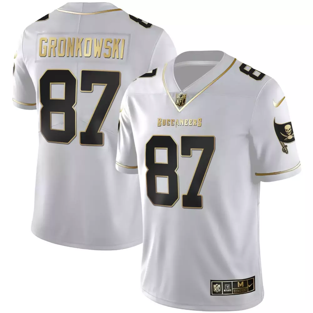 Rob Gronkowski 87 Buccaneers Jersey White Men Authentic Alternate Black Gold All