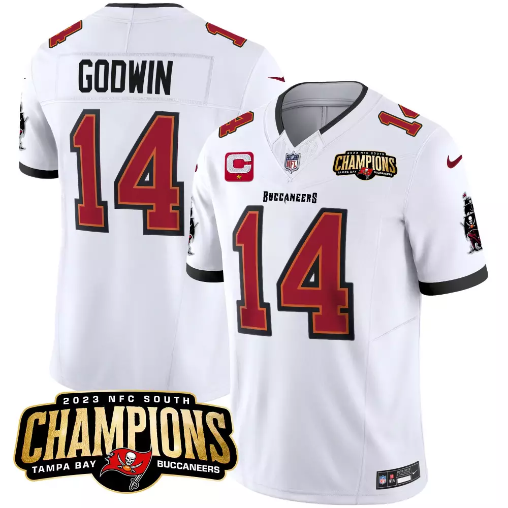 Chris Godwin 14 Buccaneers Jersey White 2023 NFC South Champions Men Red Black Vapor