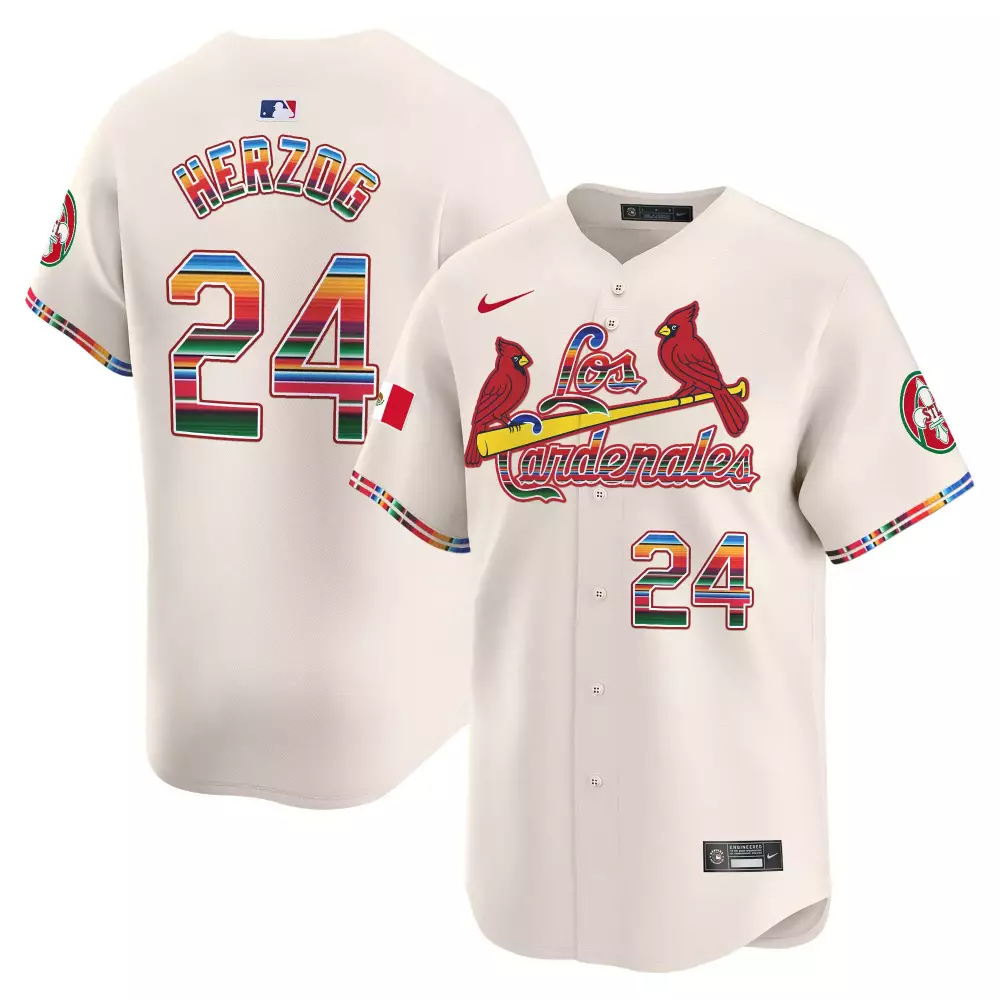Whitey Herzog 24 Cardinals Jersey Cream Los Cardenales Mexican Flag Men MLB Alternate