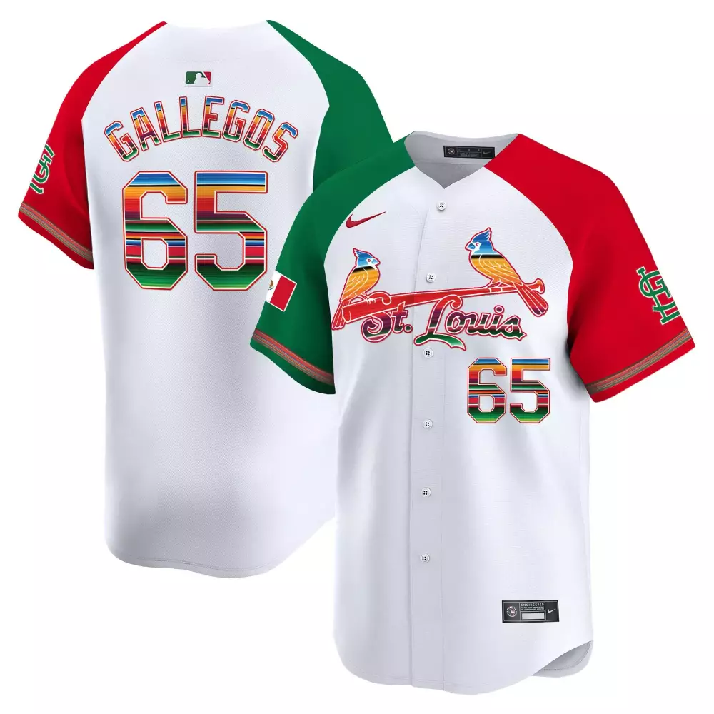 Giovanny Gallegos 65 Jersey White St. Louis Cardinals Mexico Flag Men MLB Split Custom Design