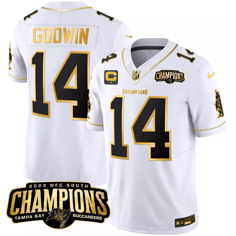Chris Godwin 14 Buccaneers Jersey White 2023 NFC South Champions Men Alternate Black