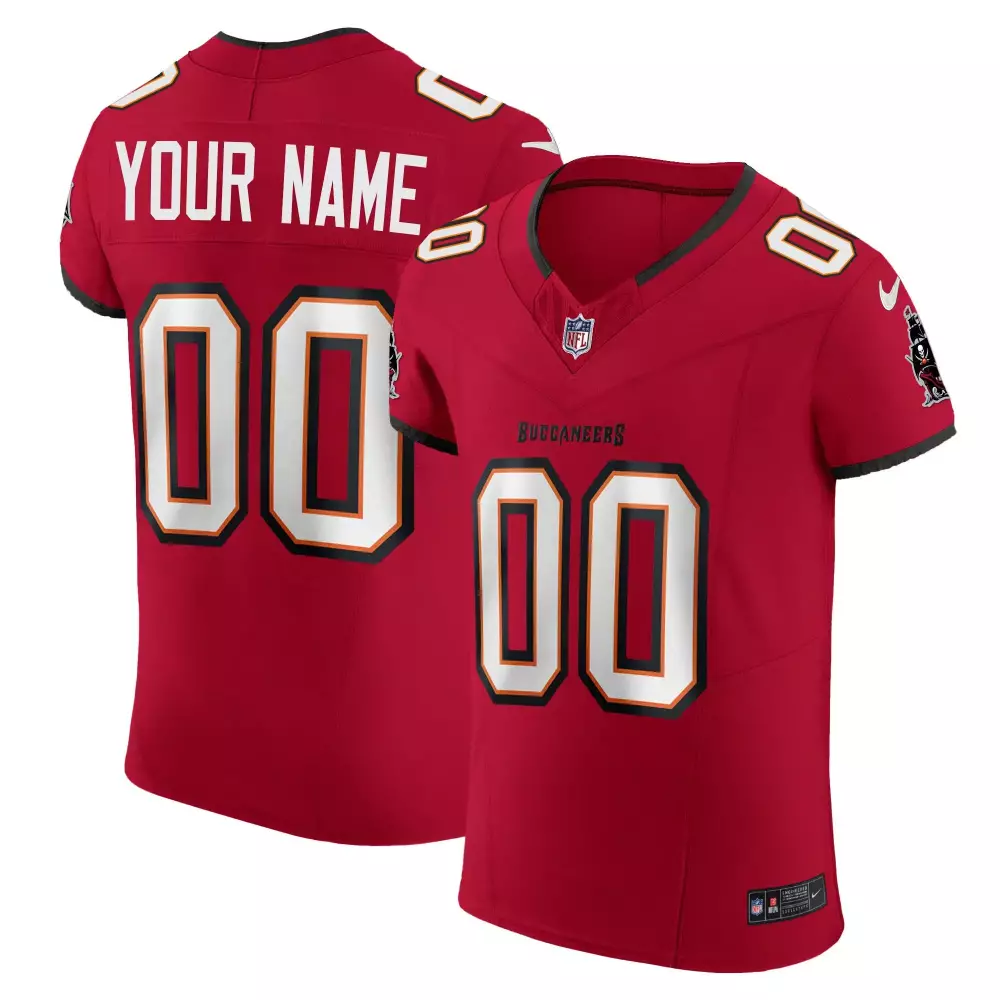 Custom Buccaneers Jersey Red Men White Black Orange Vapor Elite All Stitched