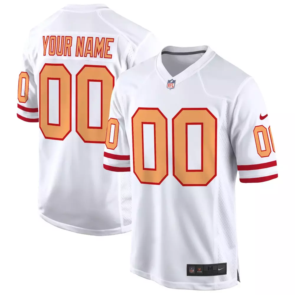 Custom Jersey White Orange Red Throwback Game All Stitched