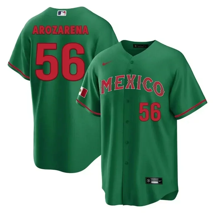 Randy Arozarena 56 Mexico Jersey Green Flag Men Red Collection All Stitched