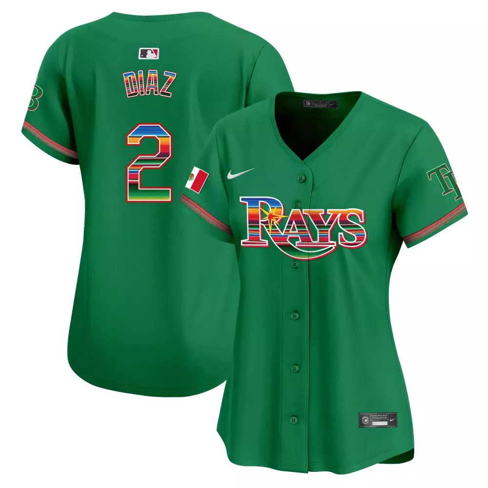 Yandy Diaz 2 Rays Jersey Green Mexico Flag Women MLB Split Design Red Blue Yellow