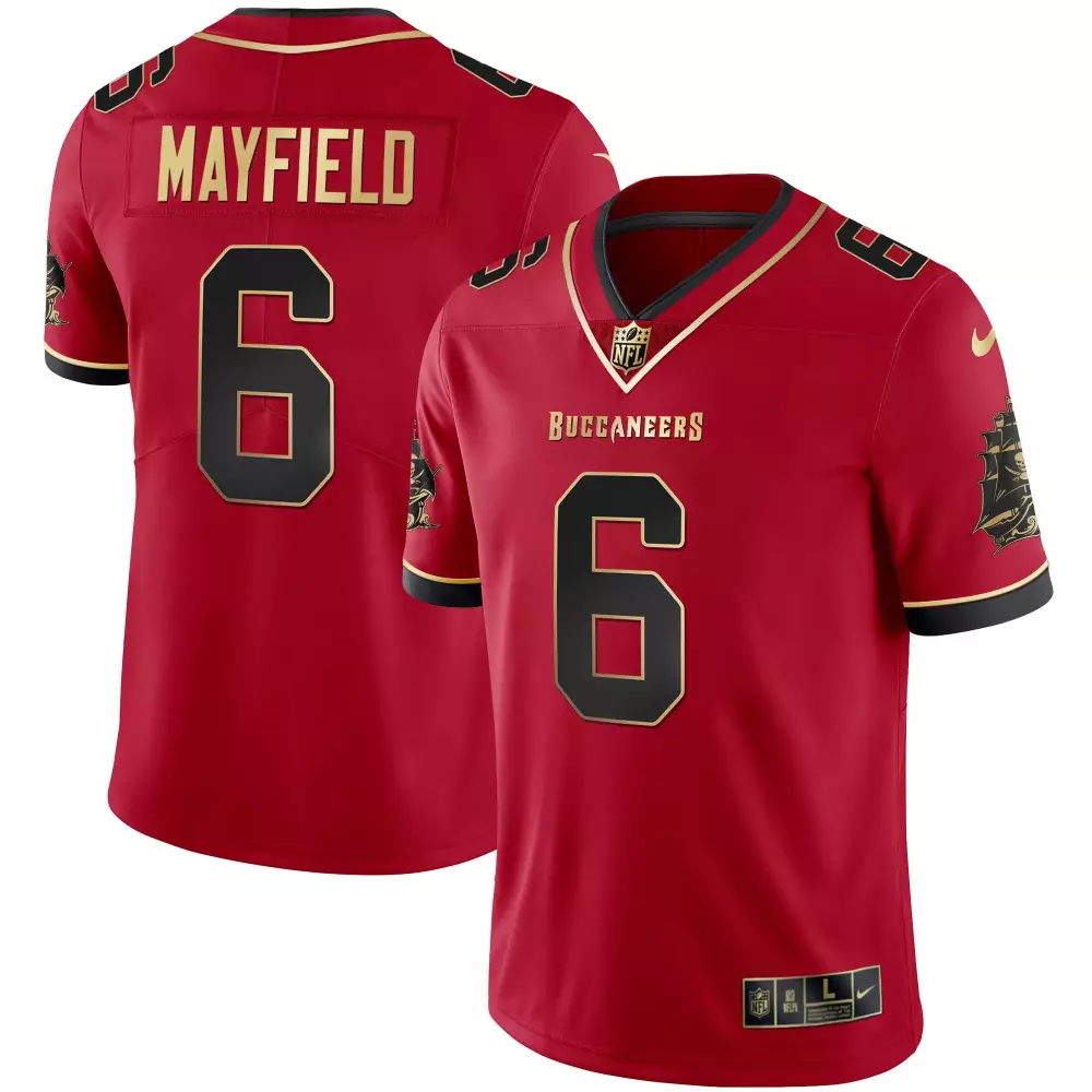 Baker Mayfield 6 Buccaneers Jersey Red Men Standard Black Gold All Stitched Vapor