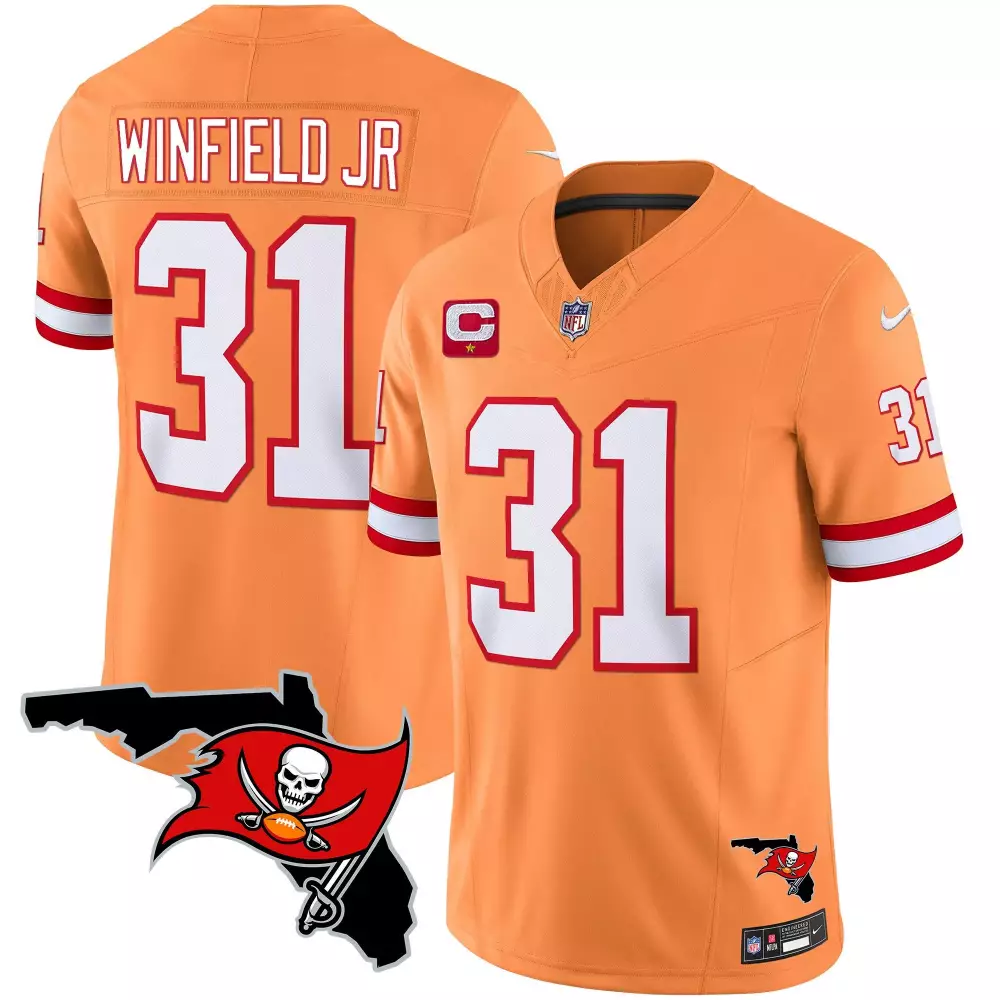 Antoine Winfield Jr. 31 Jersey Orange Buccaneers Men NFL Alternate White Red Vapor