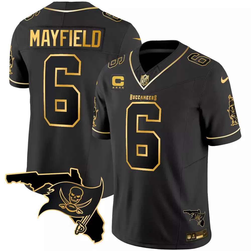 Baker Mayfield 6 Buccaneers Jersey Black Men Alternate Gold Vapor All Stitched