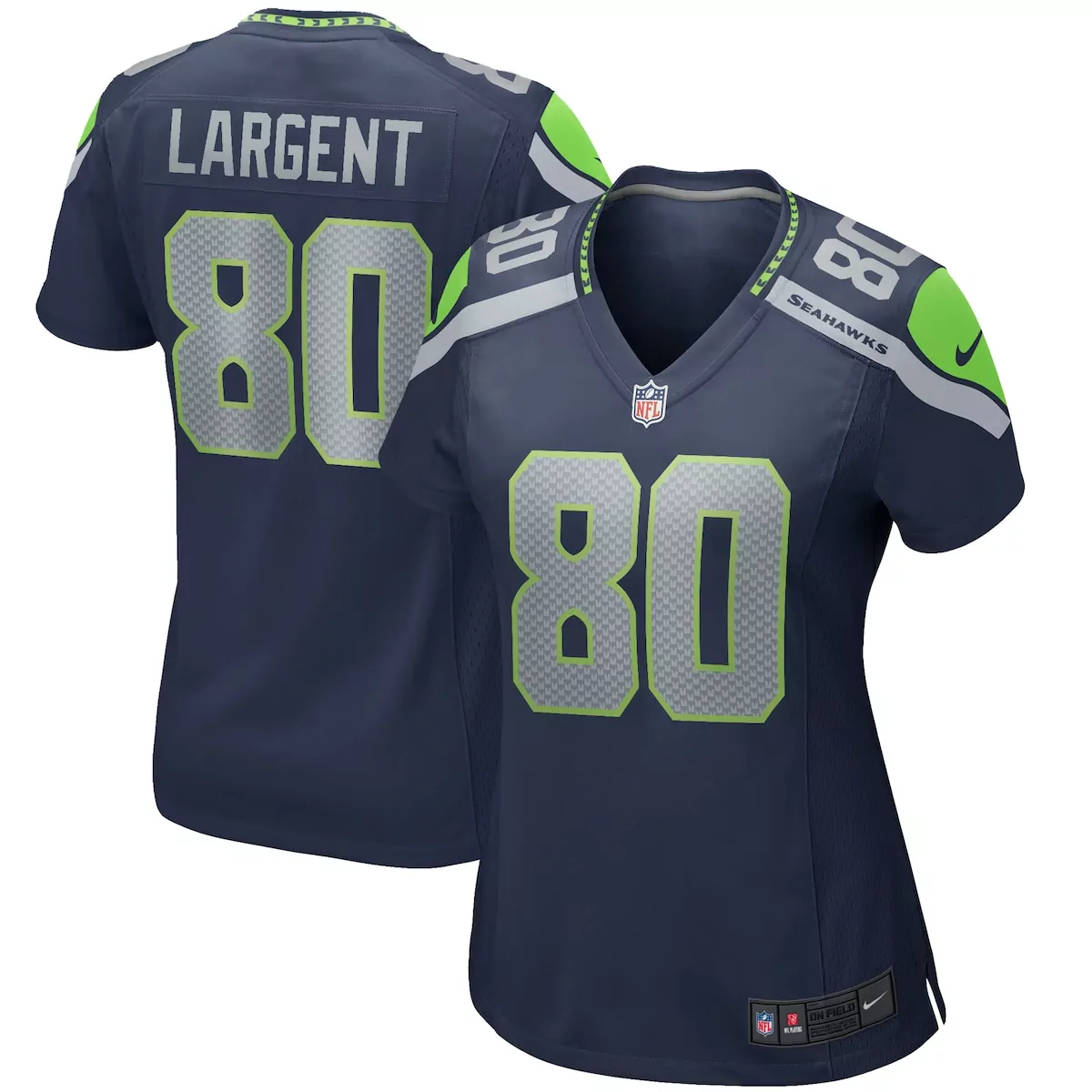 Steve Largent 80 Seattle Seahawks Jersey Navy Blue Men Neon Green Silver Game Retired