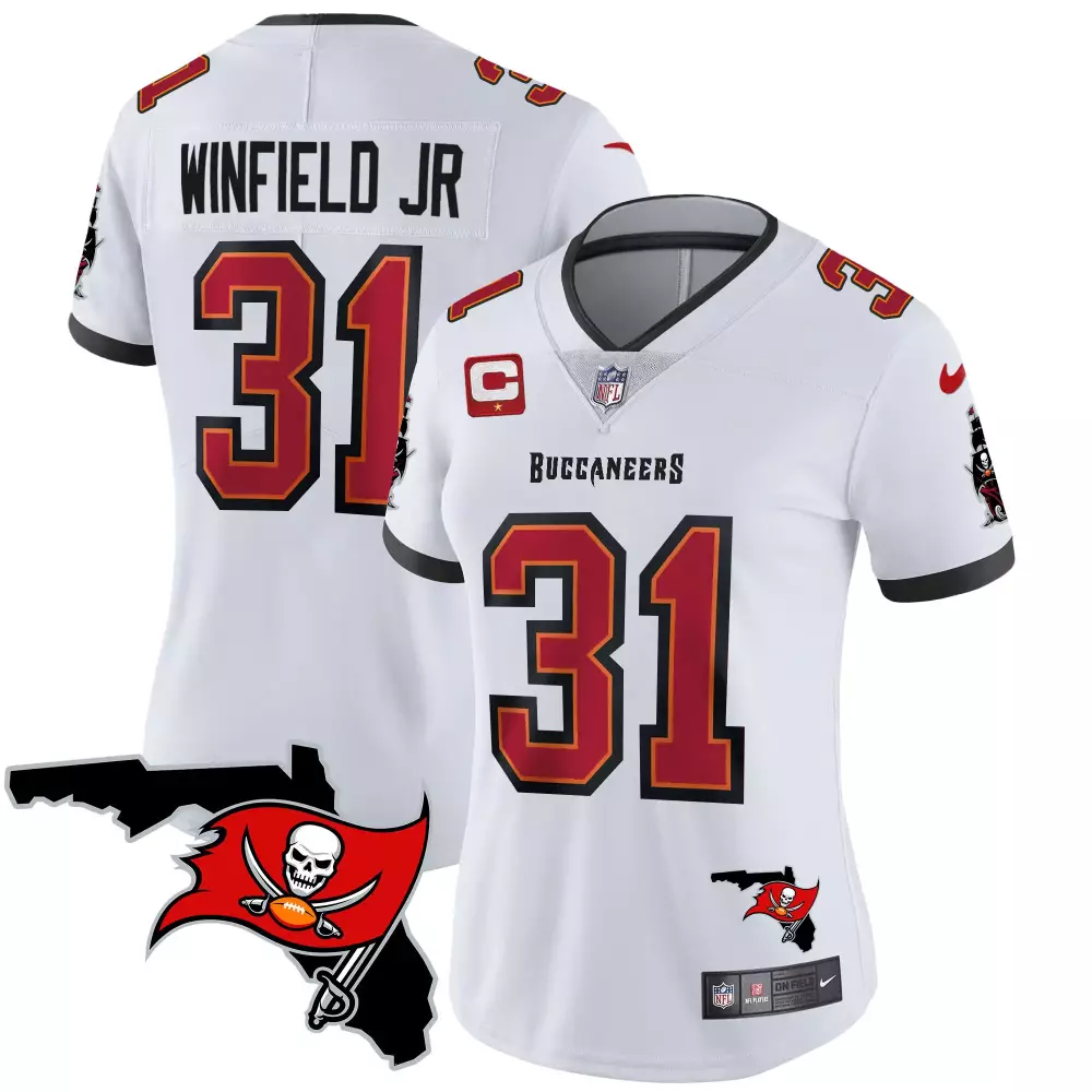 Antoine Winfield Jr. 31 Jersey White Buccaneers Captain Men Replica Red Black Vapor