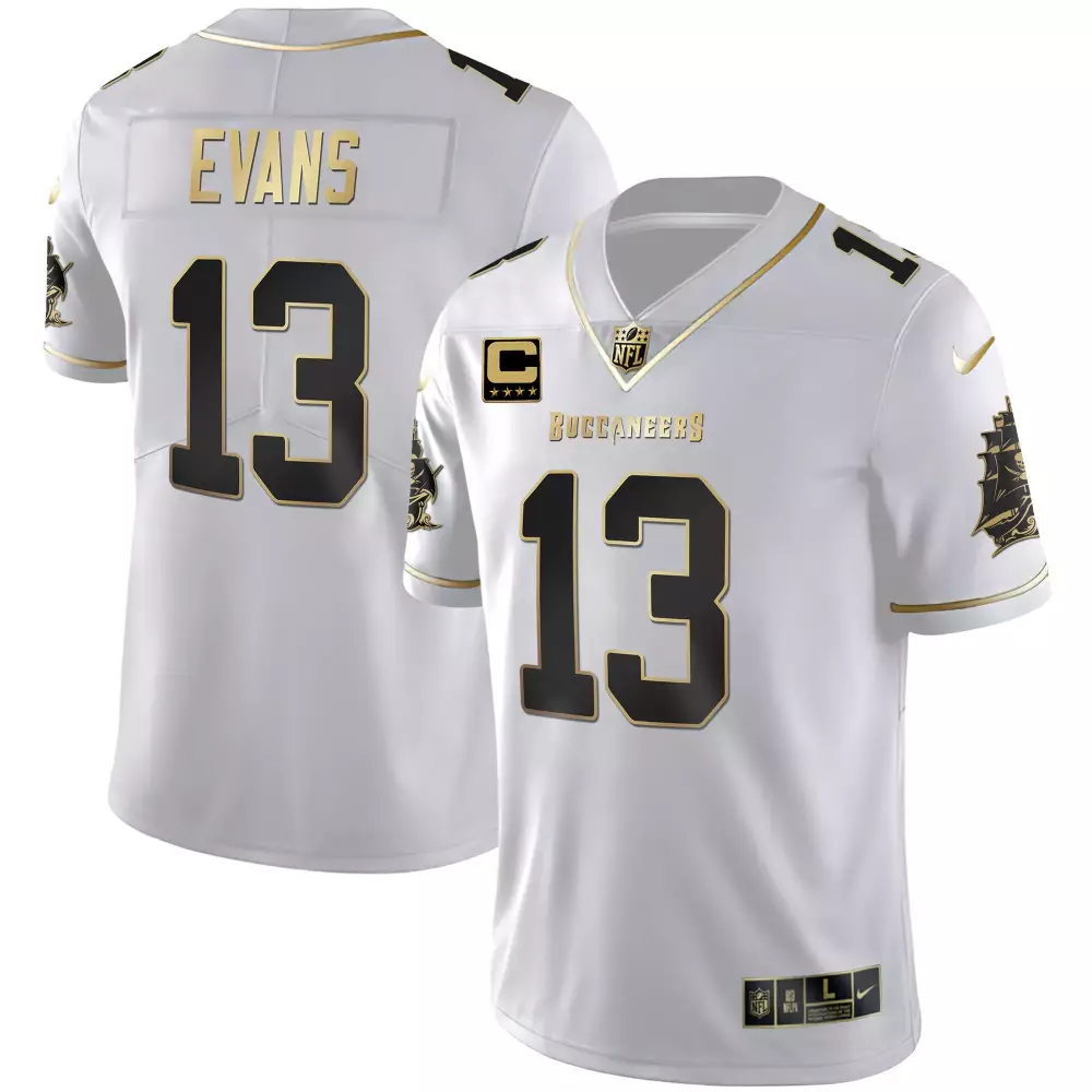 Mike Evans 13 Buccaneers Jersey White Pirates Men Black Gold All Stitched Vapor