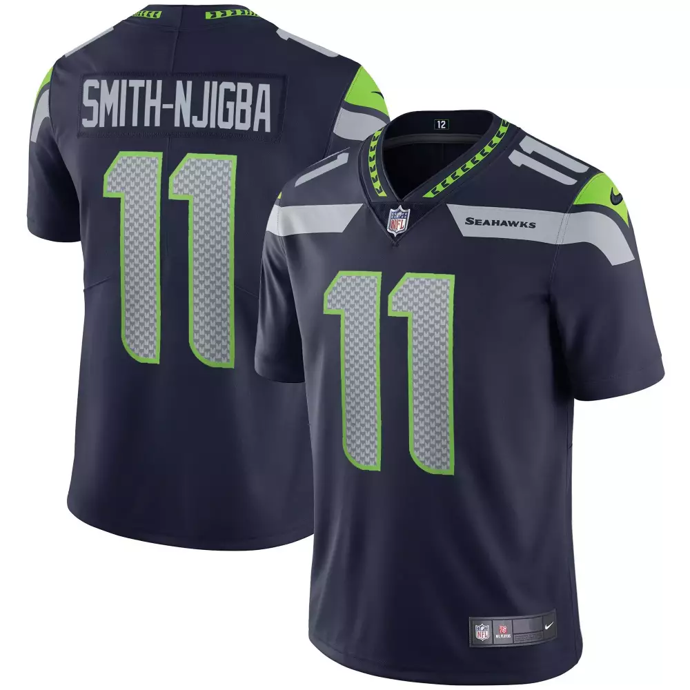 Jaxon Smith-njigba 11 Seahawks Jersey Navy Men NFL Neon Green Gray Vapor All Stitched