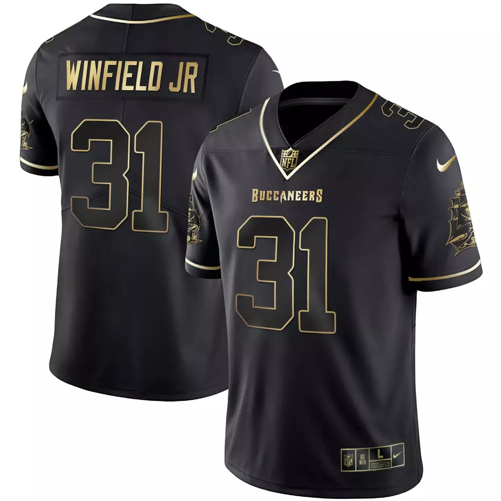 Antoine Winfield Jr. 31 Jersey Black Buccaneers Men Gold Vapor All Stitched