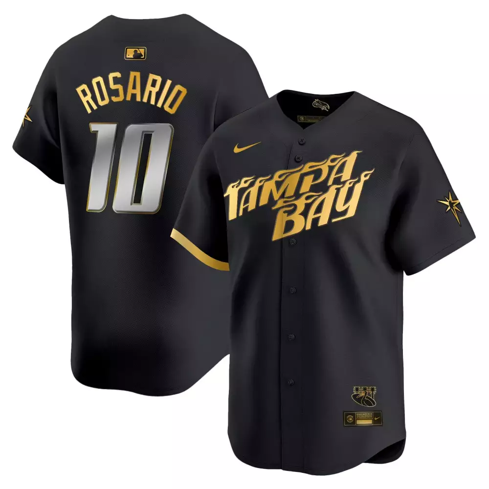 Amed Rosario 10 Tampa Bay Rays Jersey Black City Connect Men Gold Vapor Premier Limited