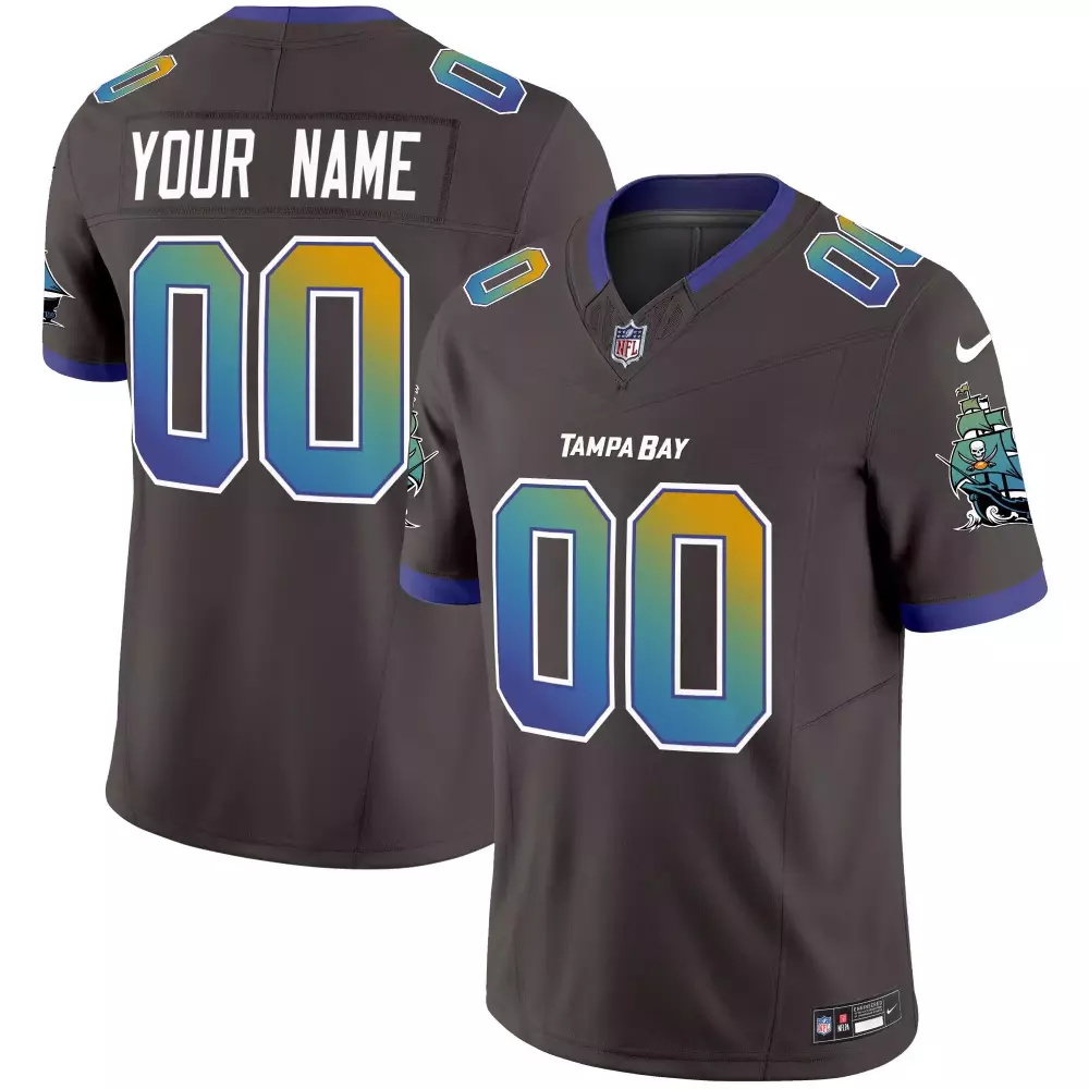 Custom Tampa Bay Buccaneers Jersey Gray Men Alternate Blue Yellow Green Vapor Limited