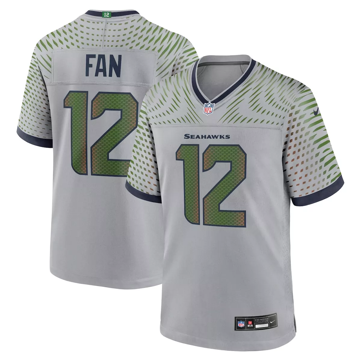 Seahawks 12 Jersey Gray Men Fan Green Navy Collection Game