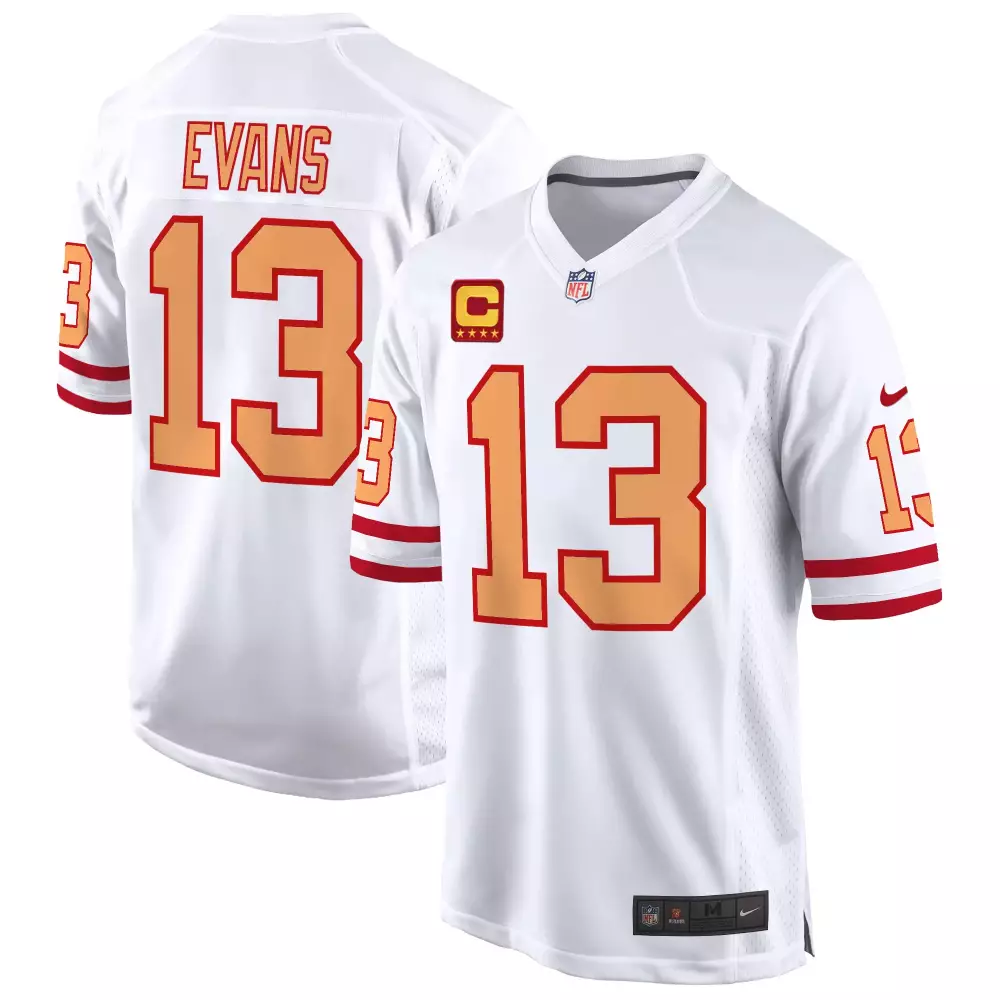 Mike Evans 13 Kansas City Chiefs Jersey White Men Alternate Red Gold Throwback Game