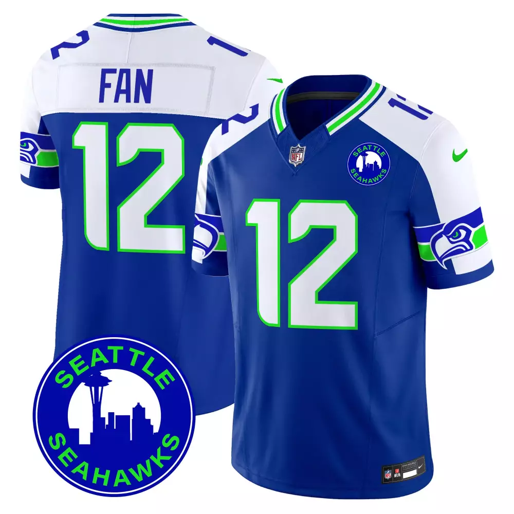 Seattle Seahawks 12 Jersey Royal Blue Men White Lime Green Alternate Vapor Limited