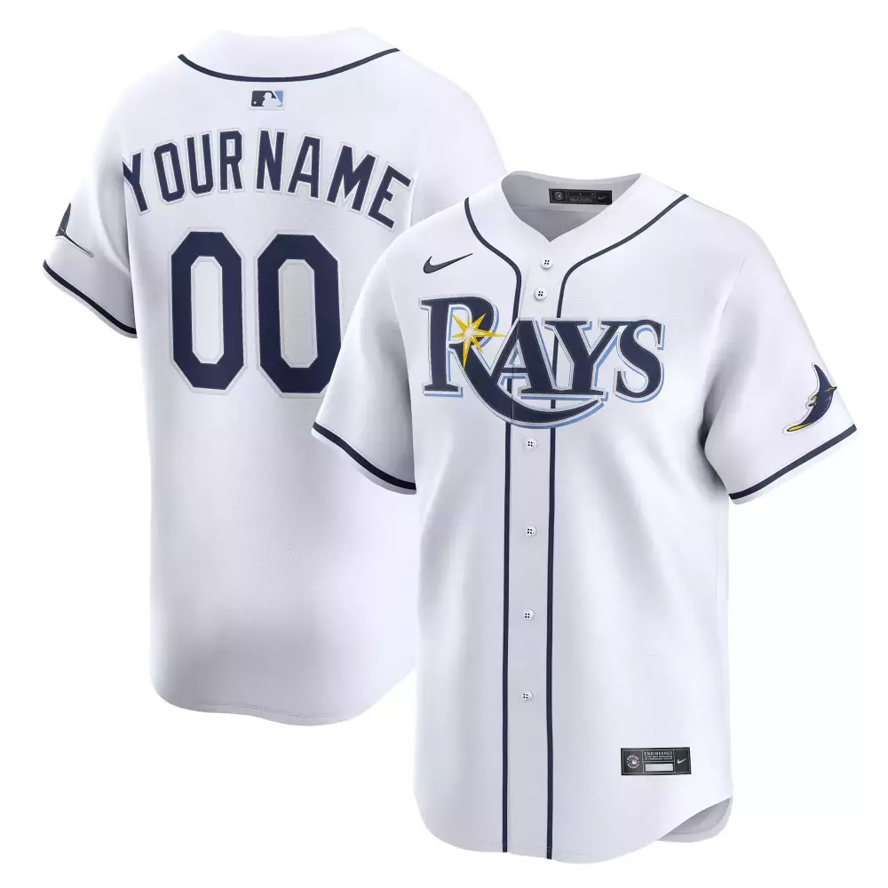 Custom Tampa Bay Rays Jersey White Navy Blue Light Yellow All Stitched Vapor