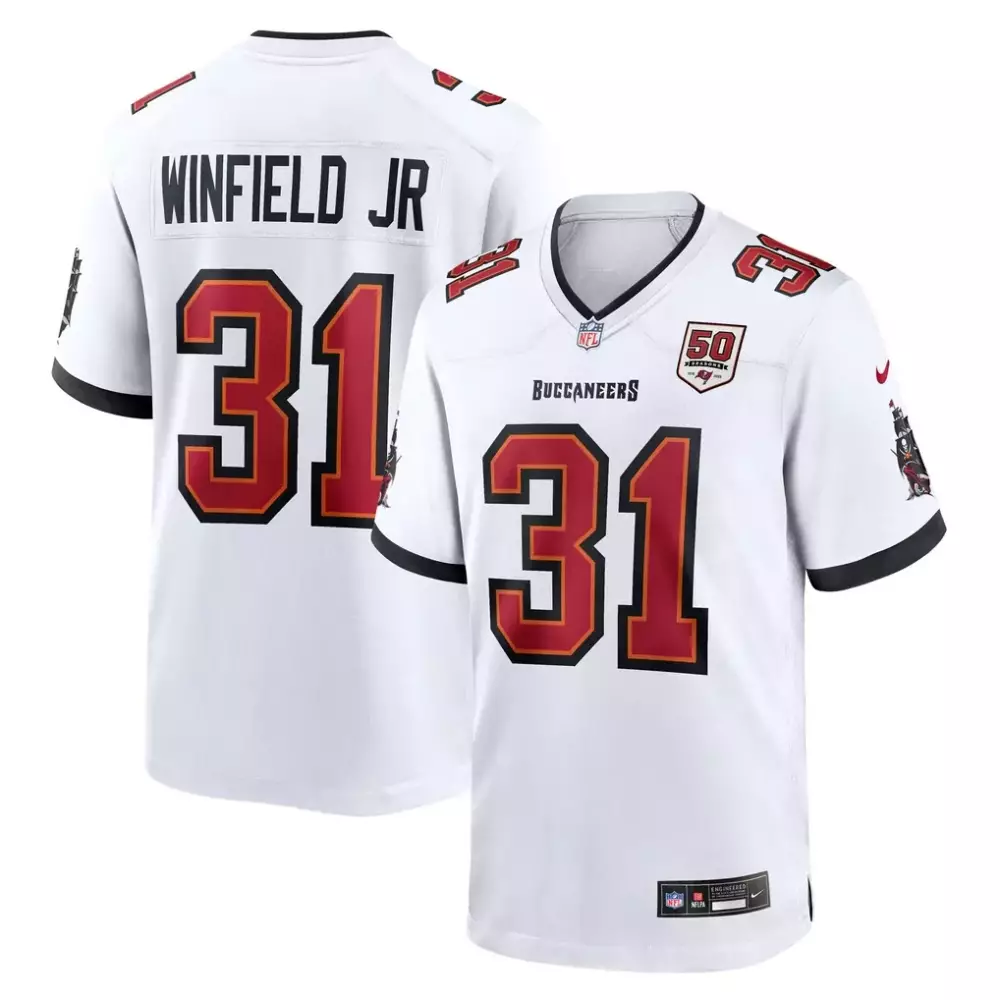 Antoine Winfield Jr. 31 Jersey White 50th Anniversary Buccaneers Men Alternate Red