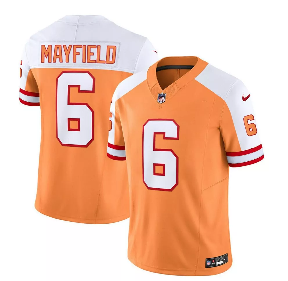 Baker Mayfield 6 Jersey Orange Tampa Bay Buccaneers Men Game White Red Throwback