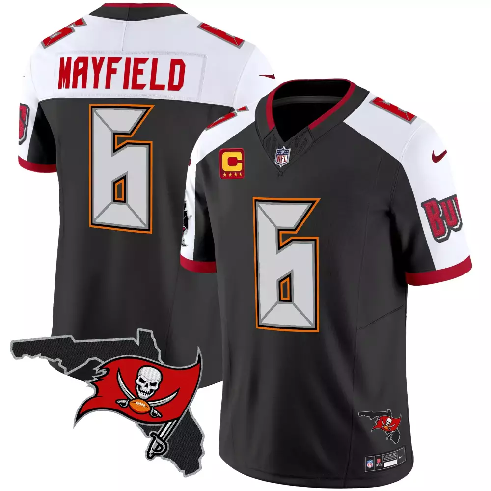 Baker Mayfield 6 Buccaneers Jersey Black Men White Red Alternate Vapor Limited v2