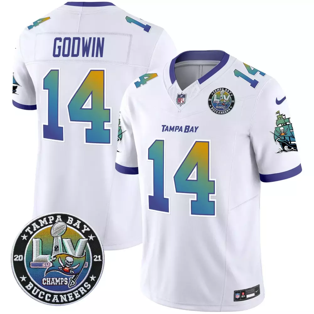 Chris Godwin 14 Jersey White Super Bowl Lv Champions Tampa Bay Buccaneers Men Authentic