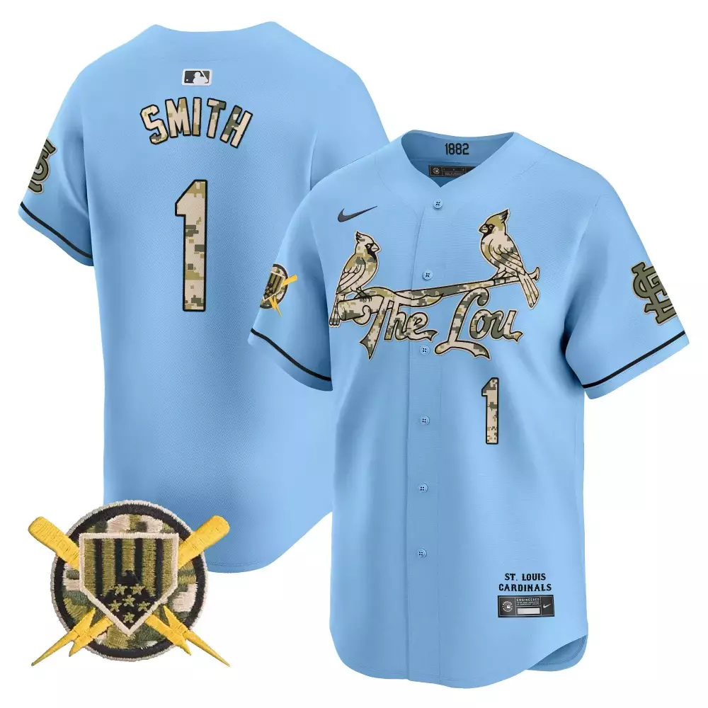 Ozzie Smith 1 St. Louis Cardinals Jersey Light Blue City Connect Men Tan Black Camouflage