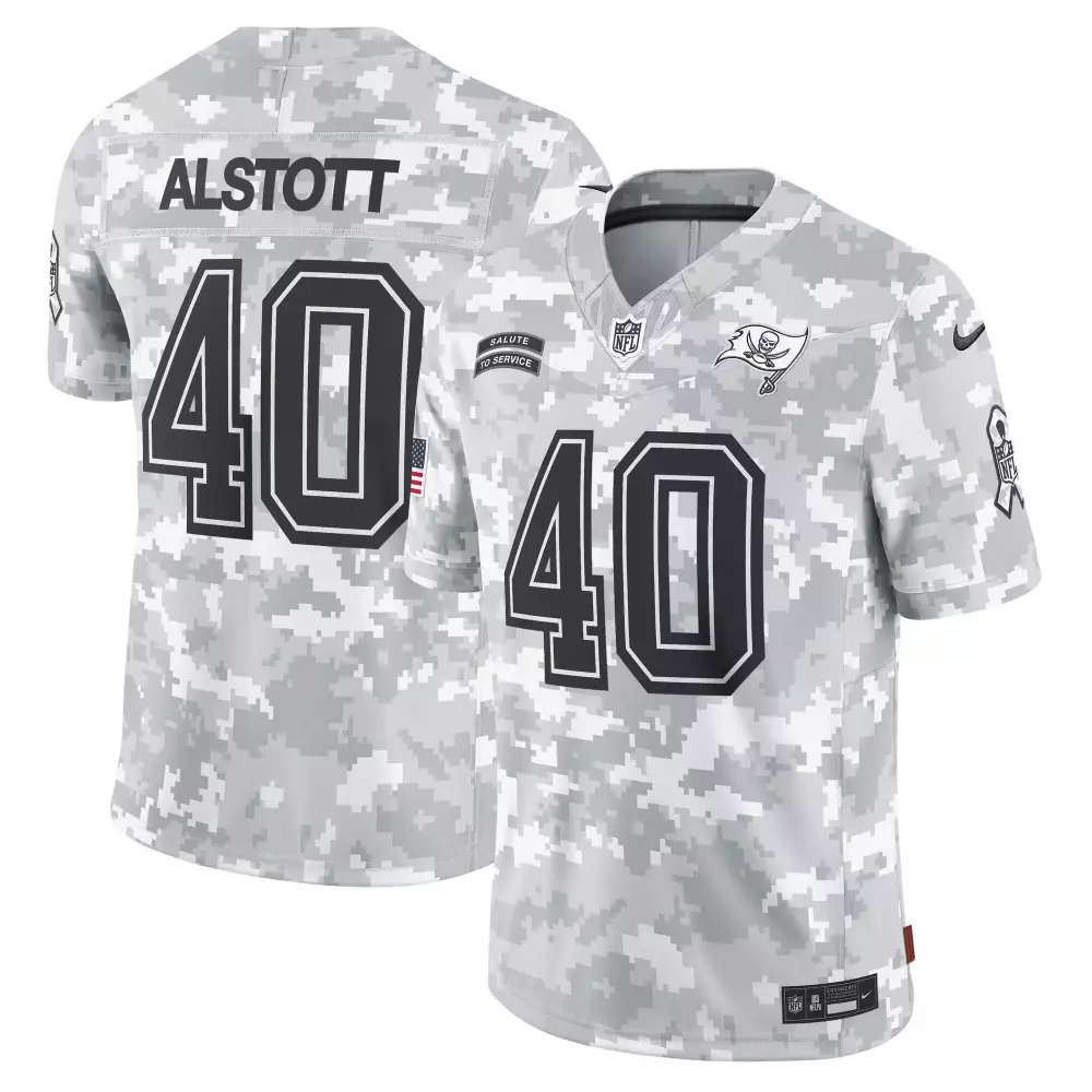 Mike Alstott 40 Buccaneers Jersey White Salute To Service Men Game Alternate Custom Design