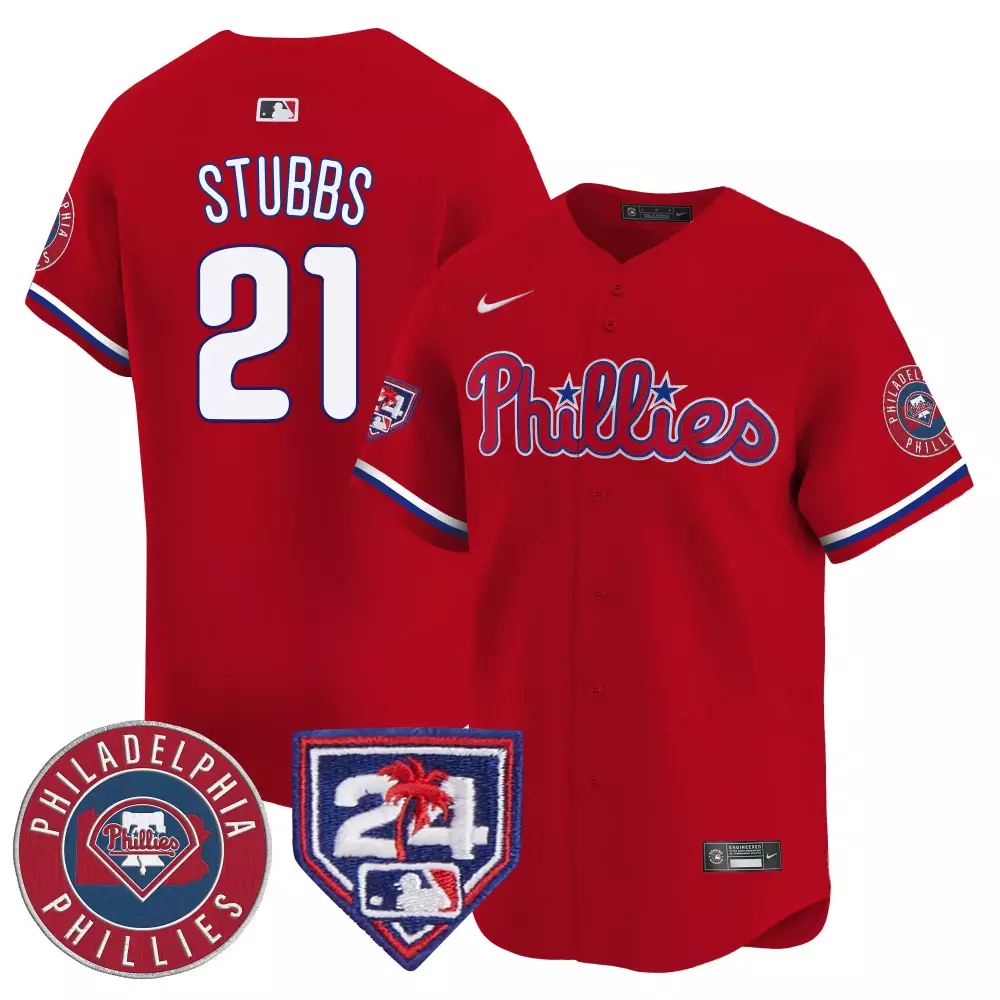 Garrett Stubbs 21 Jersey Red Philadelphia Phillies Men White Blue Vapor Premier Limited