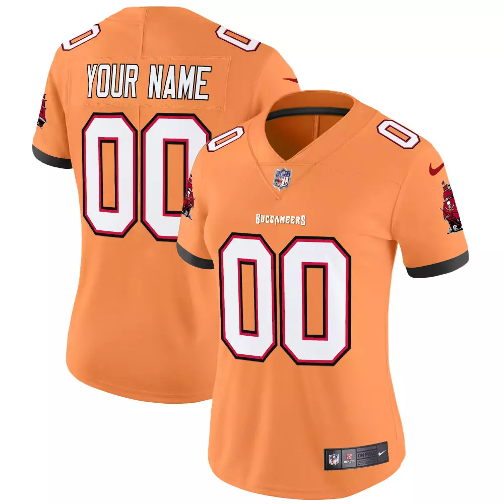 Custom Buccaneers Jersey Orange Women White Red Throwback Vapor Limited v3 All Stitched