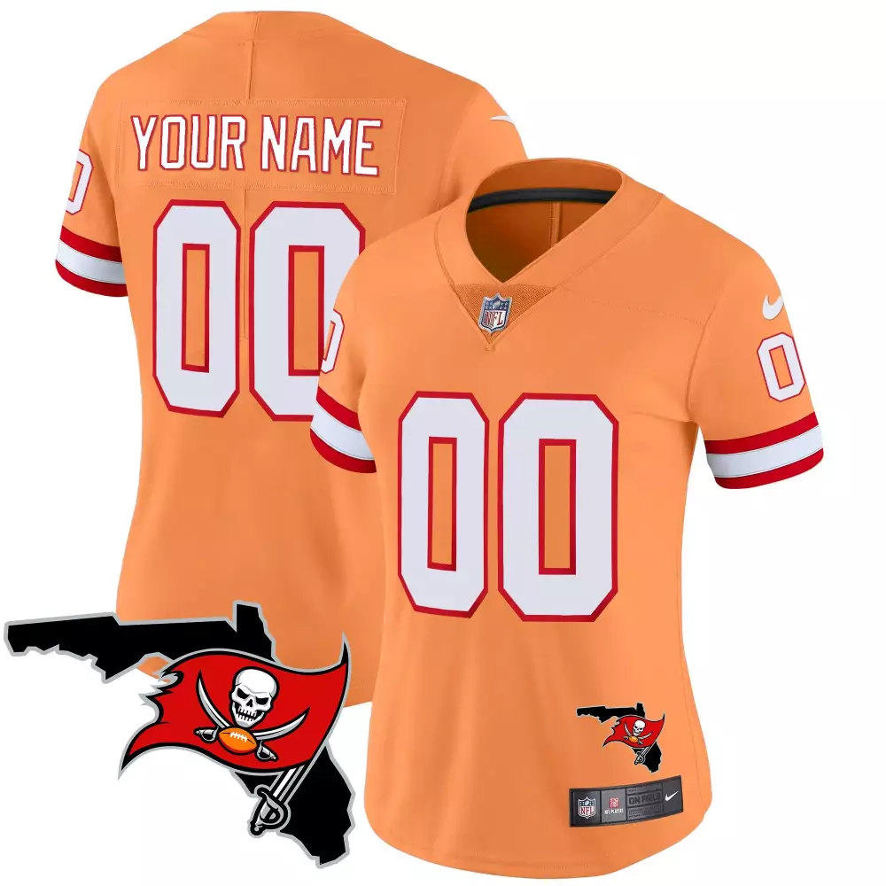 Custom Buccaneers Jersey Orange Women Alternate White Red Vapor Limited All Stitched