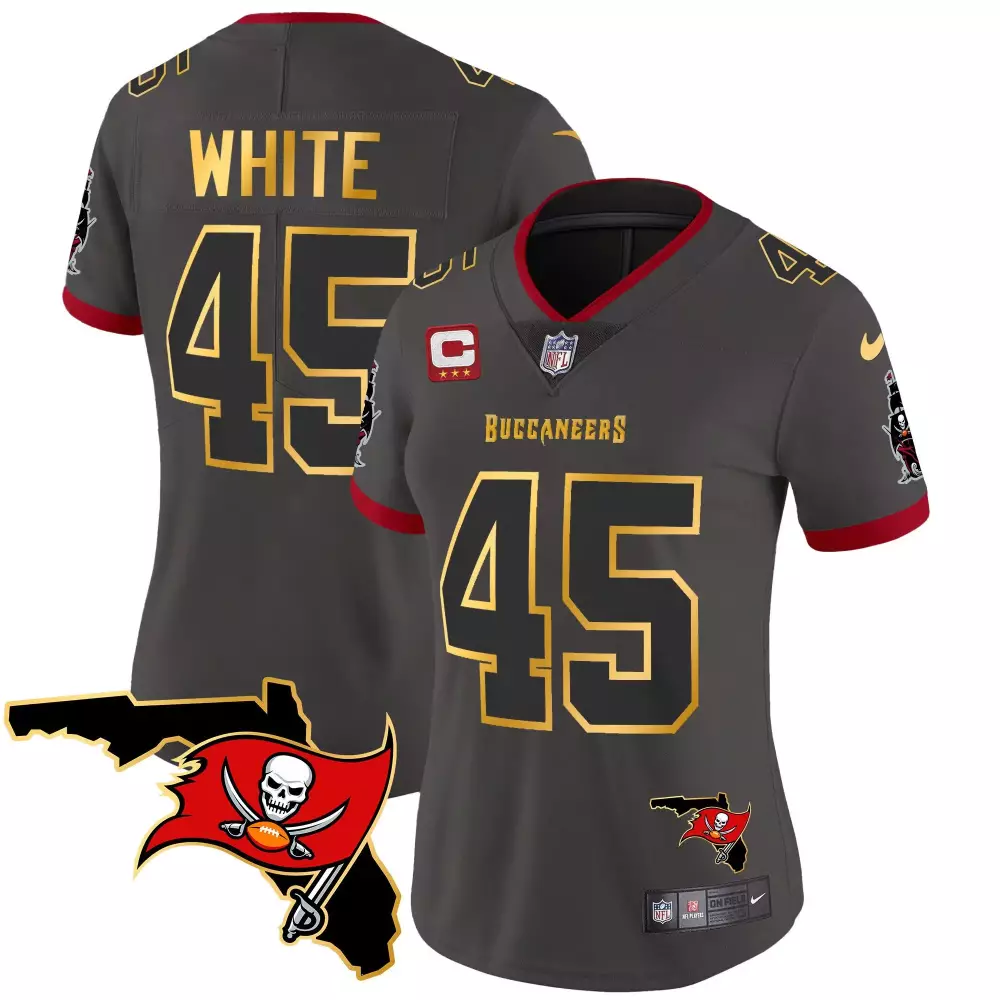 Devin Pewter 45 Buccaneers Jersey Gray Women NFL Red Gold Vapor All Stitched