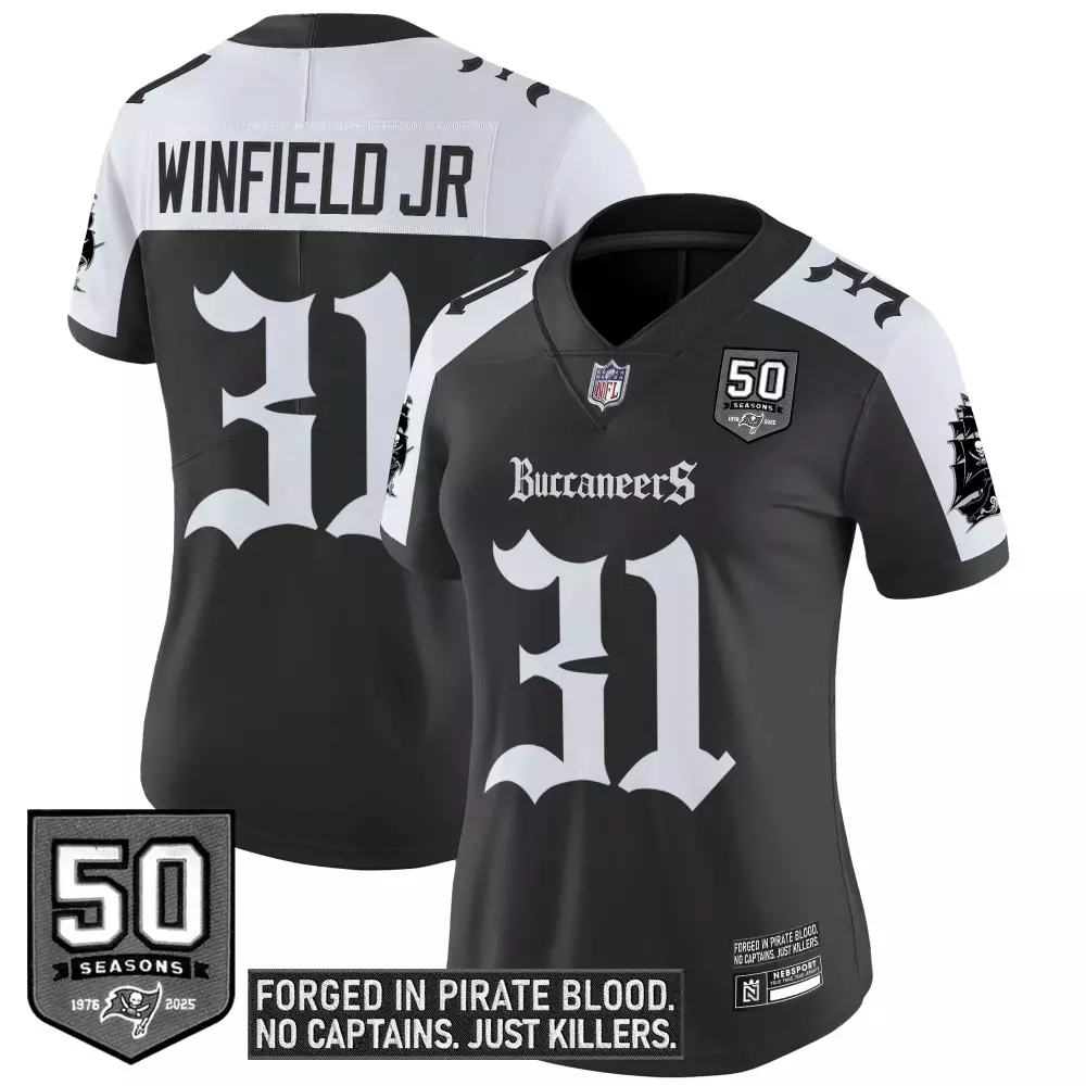 Antoine Winfield Jr. 31 Jersey Black 50 Seasons Buccaneers 1976-2025 2023 Men Game