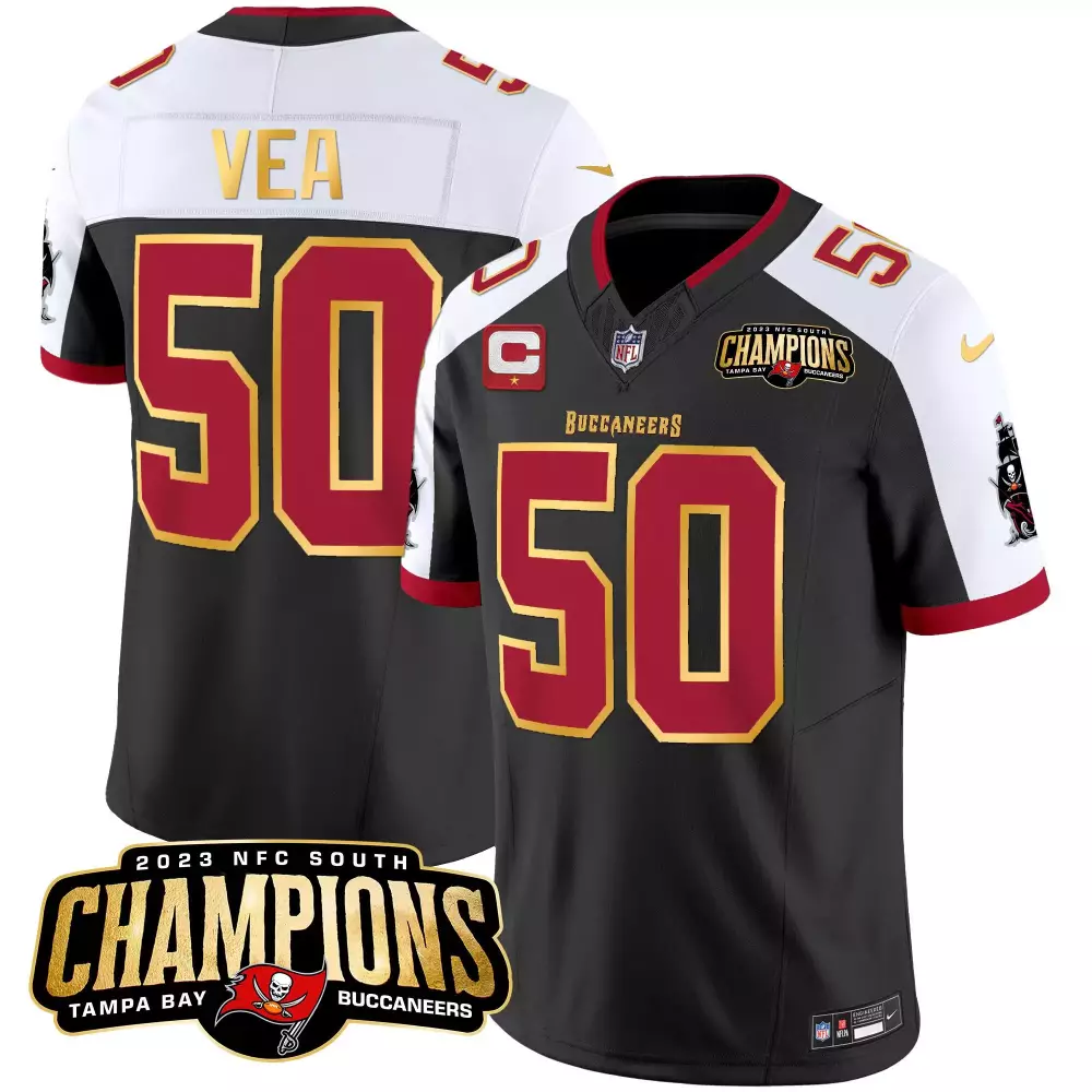 Vita Vea 50 Buccaneers Jersey Black 2023 NFC South Champions Men Replica Alternate