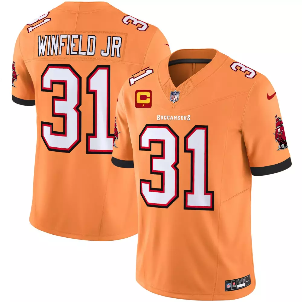 Antoine Winfield 31 Buccaneers Jersey Orange Men Game Black White Red Throwback Vapor