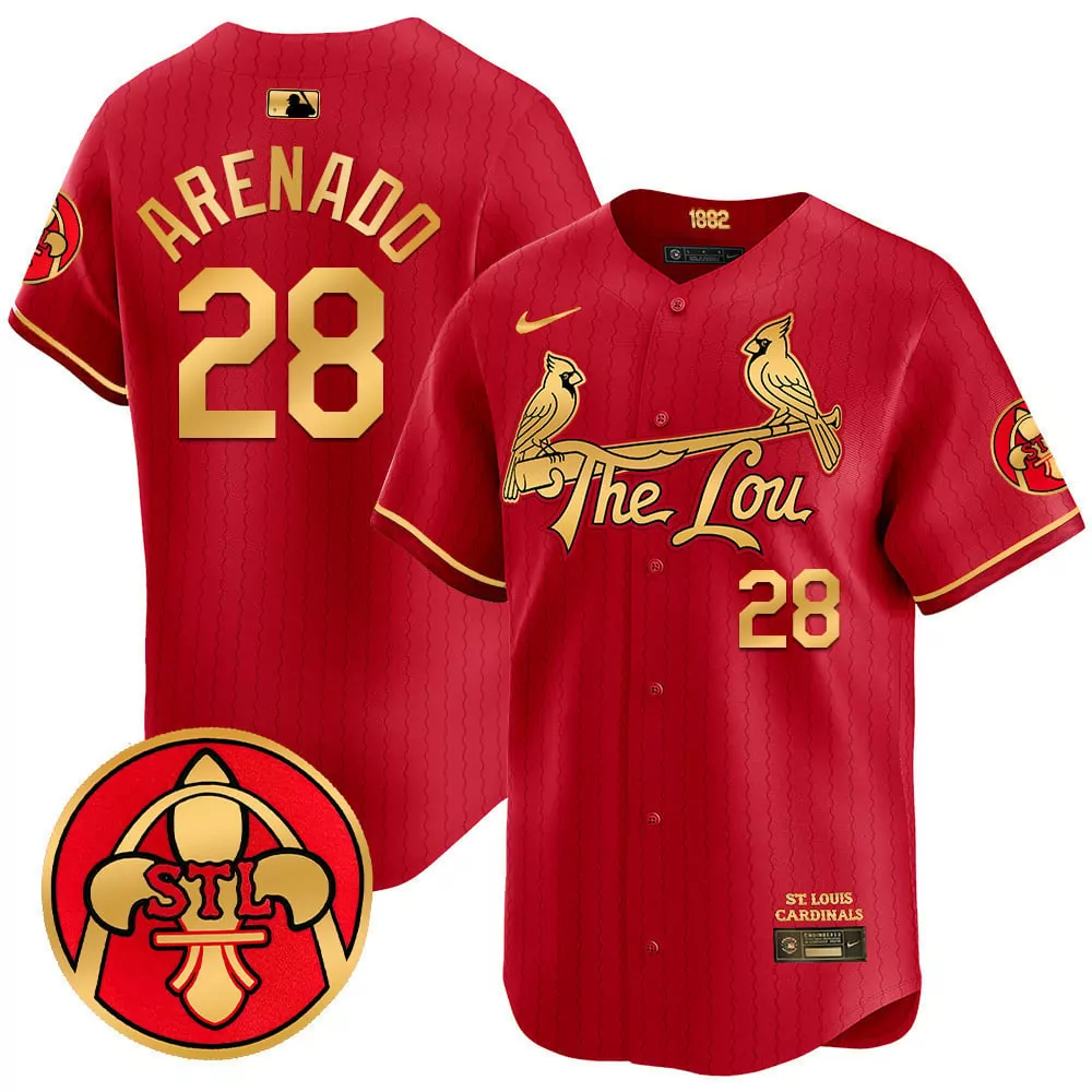 Nolan Arenado 28 Jersey Red City Connect St. Louis Cardinals Men Gold Vapor Premier