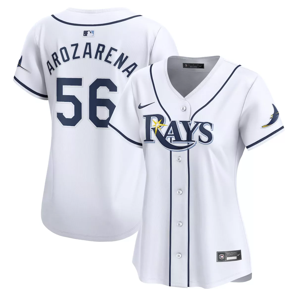 Randy Arozarena 56 Tampa Bay Rays Jersey White Women Navy Blue Yellow Home Limited
