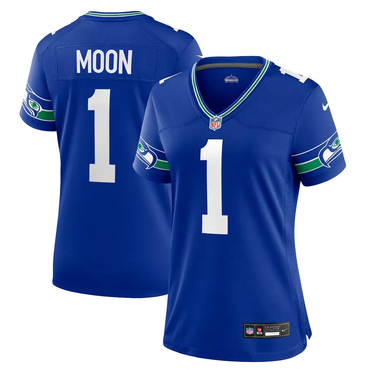 Warren Moon 1 Seattle Seahawks Jersey Blue Men Replica Green White Throwback Retired