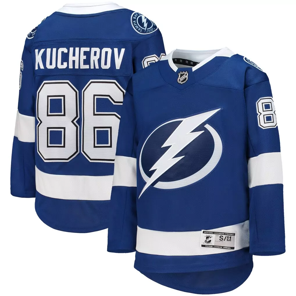 Nikita Kucherov 86 Jersey Blue Tampa Bay Lightning Men Standard White Home Premier